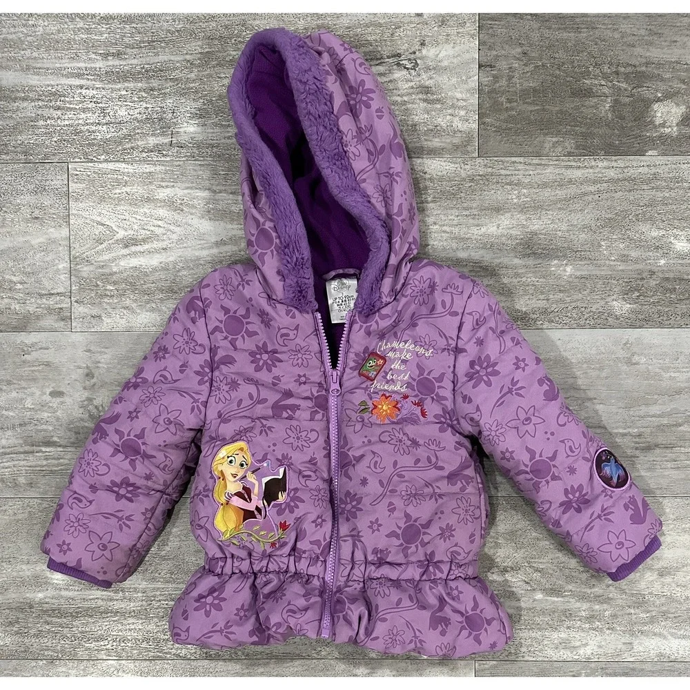 Disney Girls Kids Rapunzel Tangled Puffer Jacket Size 2 Great Condition